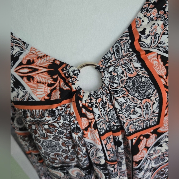 Ruby Rd. Black and Orange Patterned Blouse - Picture 3 of 5